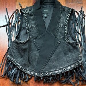 Guess Black Fringe Vest